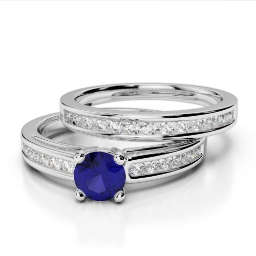 Blue Sapphire Bridal Set Rings - AG&SONS