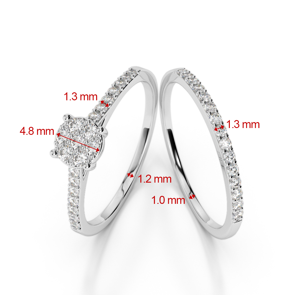 Gold / Platinum Round cut Diamond Bridal Set Ring AGDR-1053
