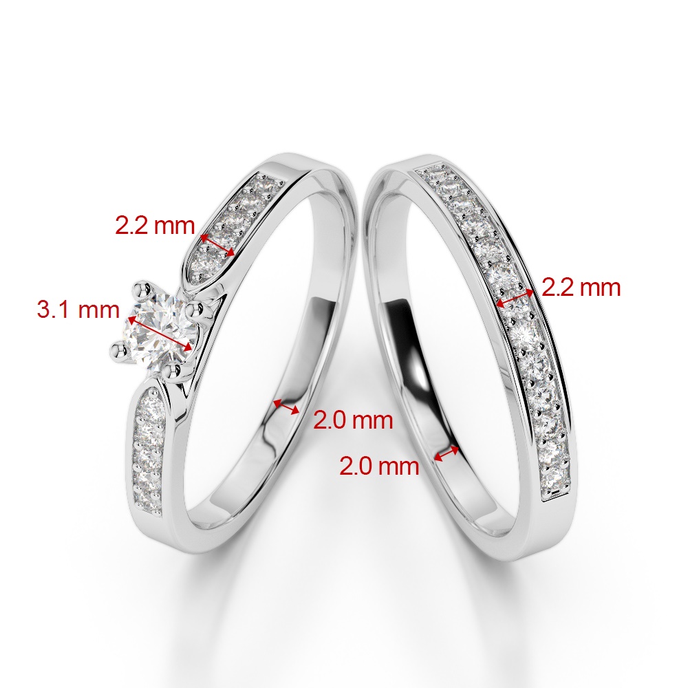 Gold / Platinum Round cut Diamond Bridal Set Ring AGDR-1054