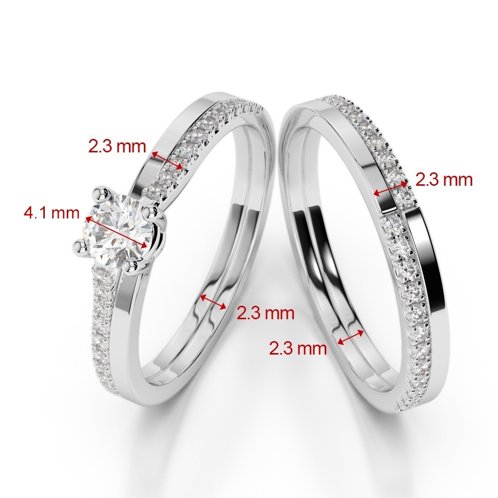 Gold / Platinum Round cut Diamond Bridal Set Ring AGDR-1060