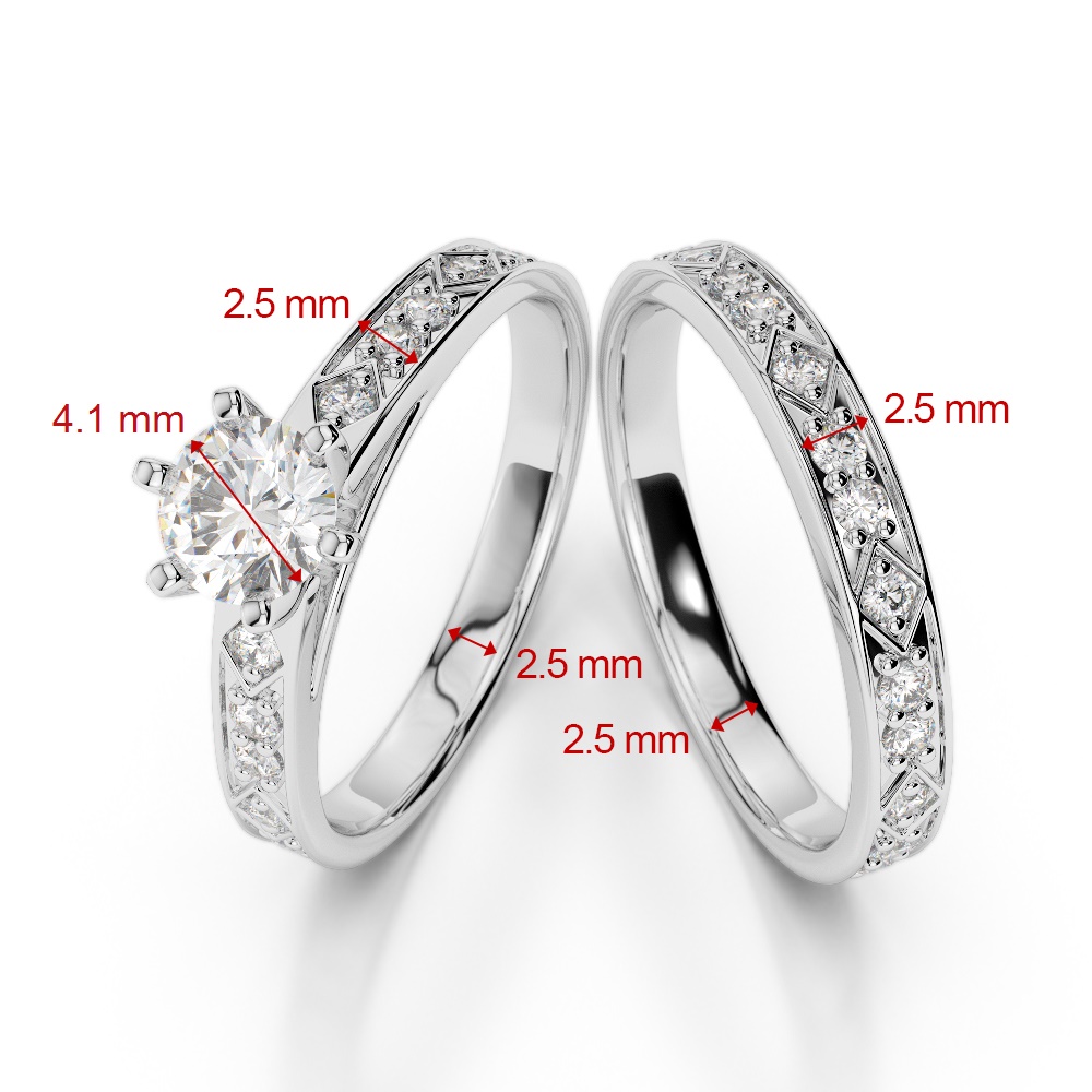 Gold / Platinum Round cut Diamond Bridal Set Ring AGDR-1151