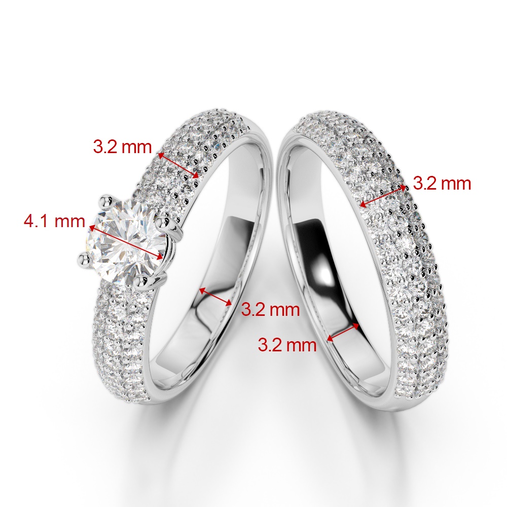 Gold / Platinum Round cut Diamond Bridal Set Ring AGDR-1152