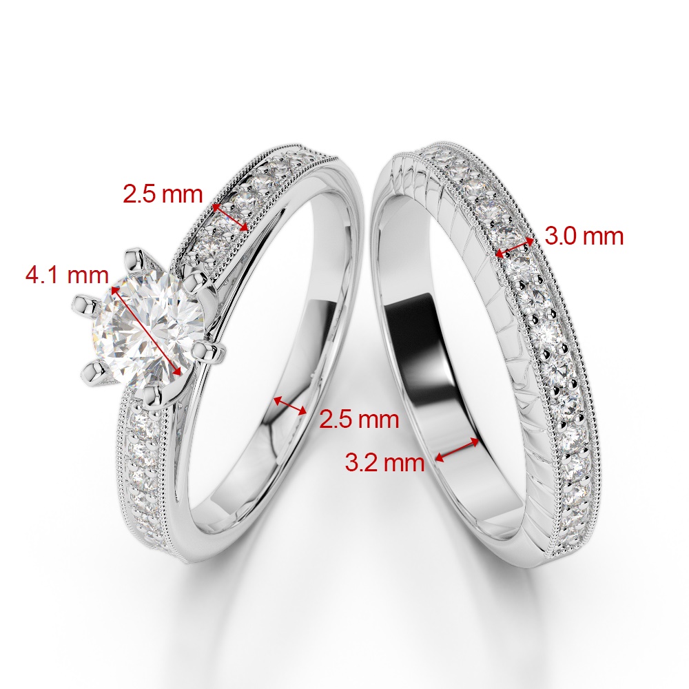 Gold / Platinum Round cut Diamond Bridal Set Ring AGDR-1154