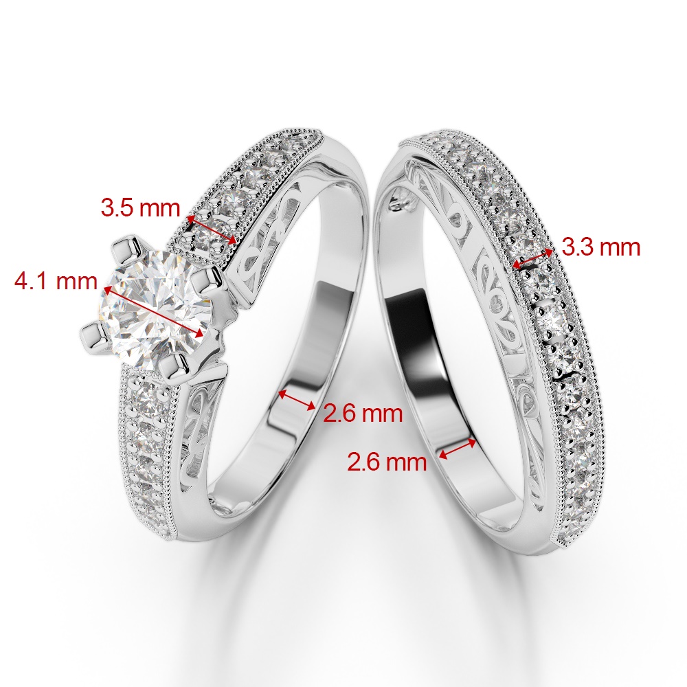 Gold / Platinum Round cut Diamond Bridal Set Ring AGDR-1160