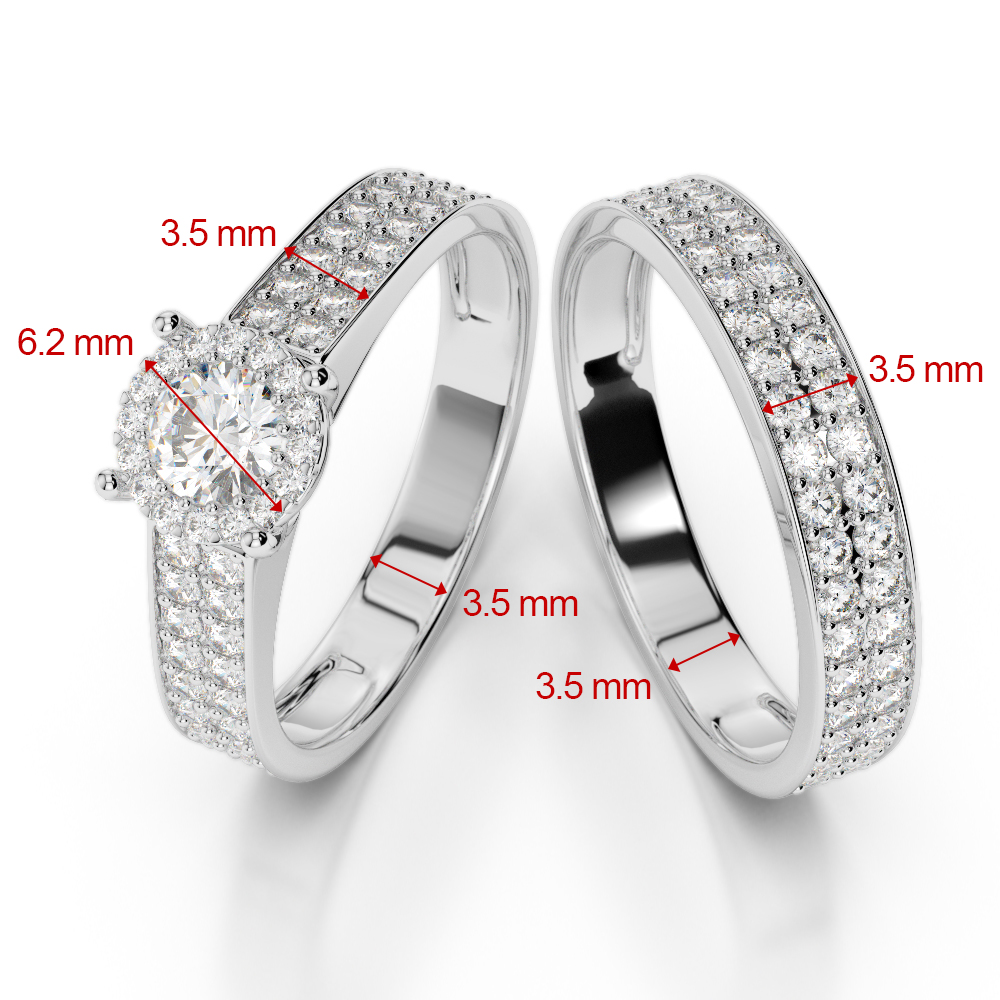 Gold / Platinum Round cut Diamond Bridal Set Ring AGDR-1191