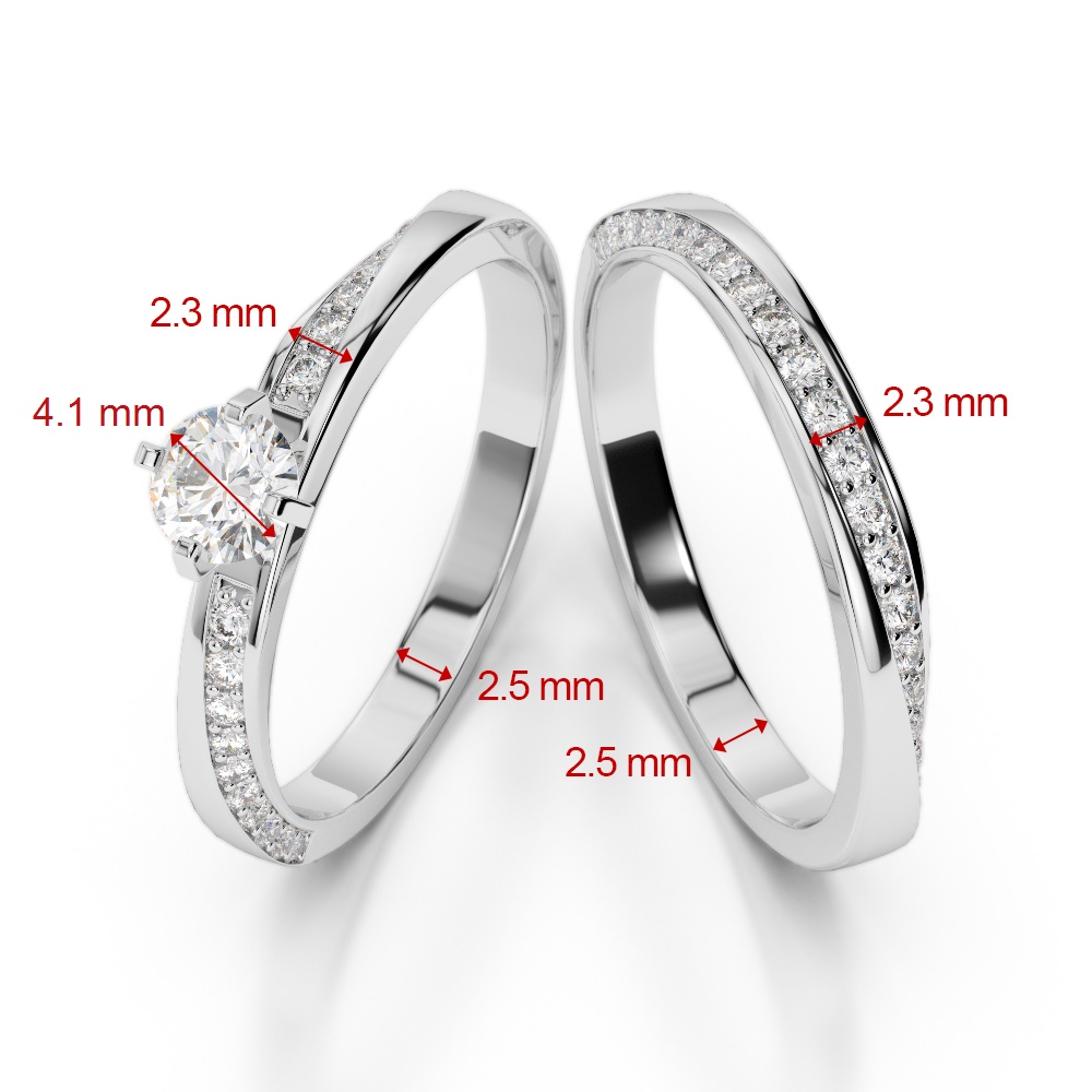 Gold / Platinum Round cut Diamond Bridal Set Ring AGDR-2001