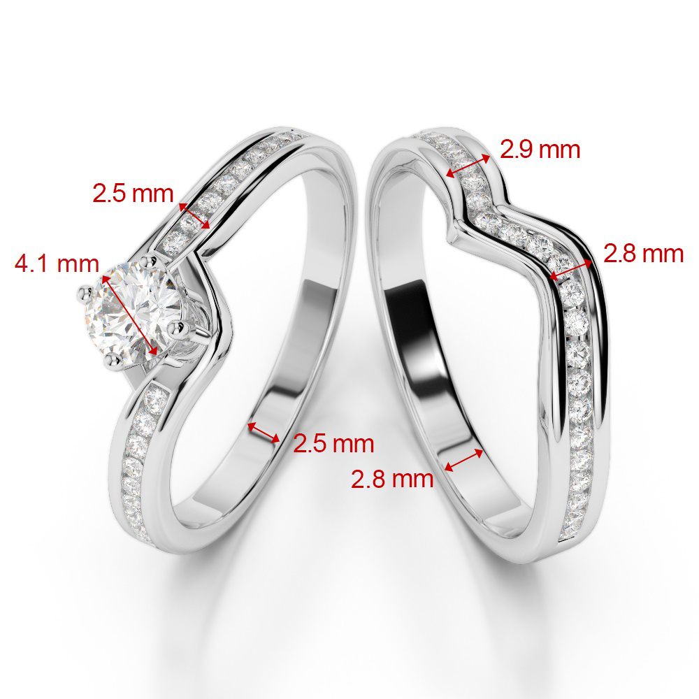 Gold / Platinum Round cut Diamond Bridal Set Ring AGDR-2005