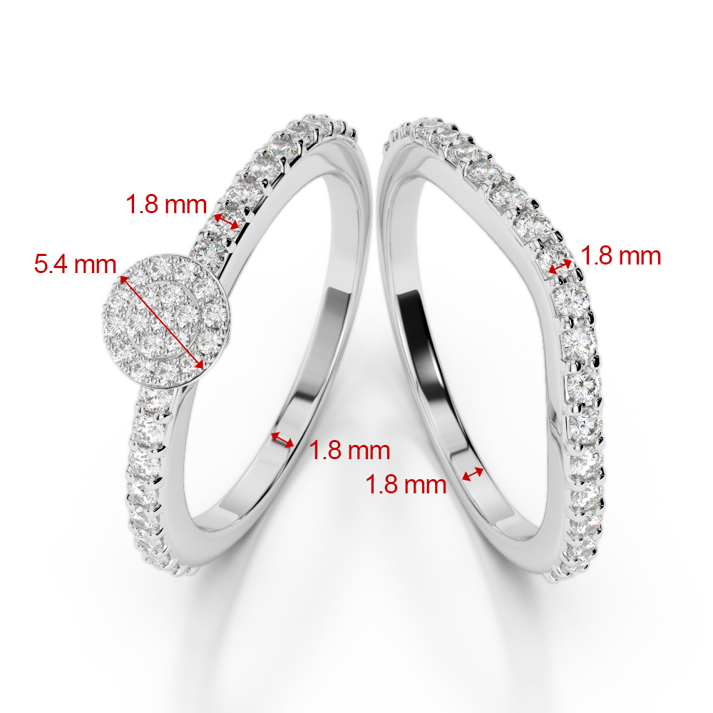 Gold / Platinum Round cut Diamond Bridal Set Ring AGDR-2009