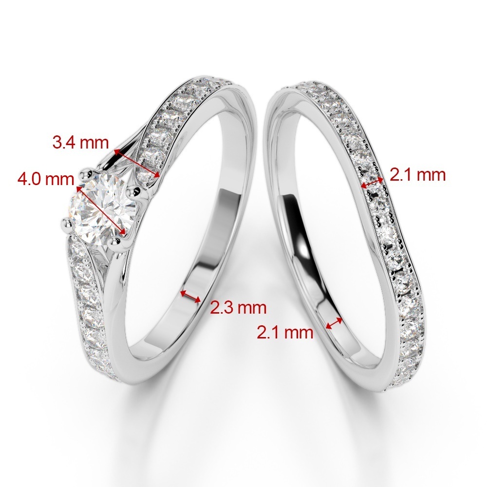 Gold / Platinum Round cut Diamond Bridal Set Ring AGDR-2011