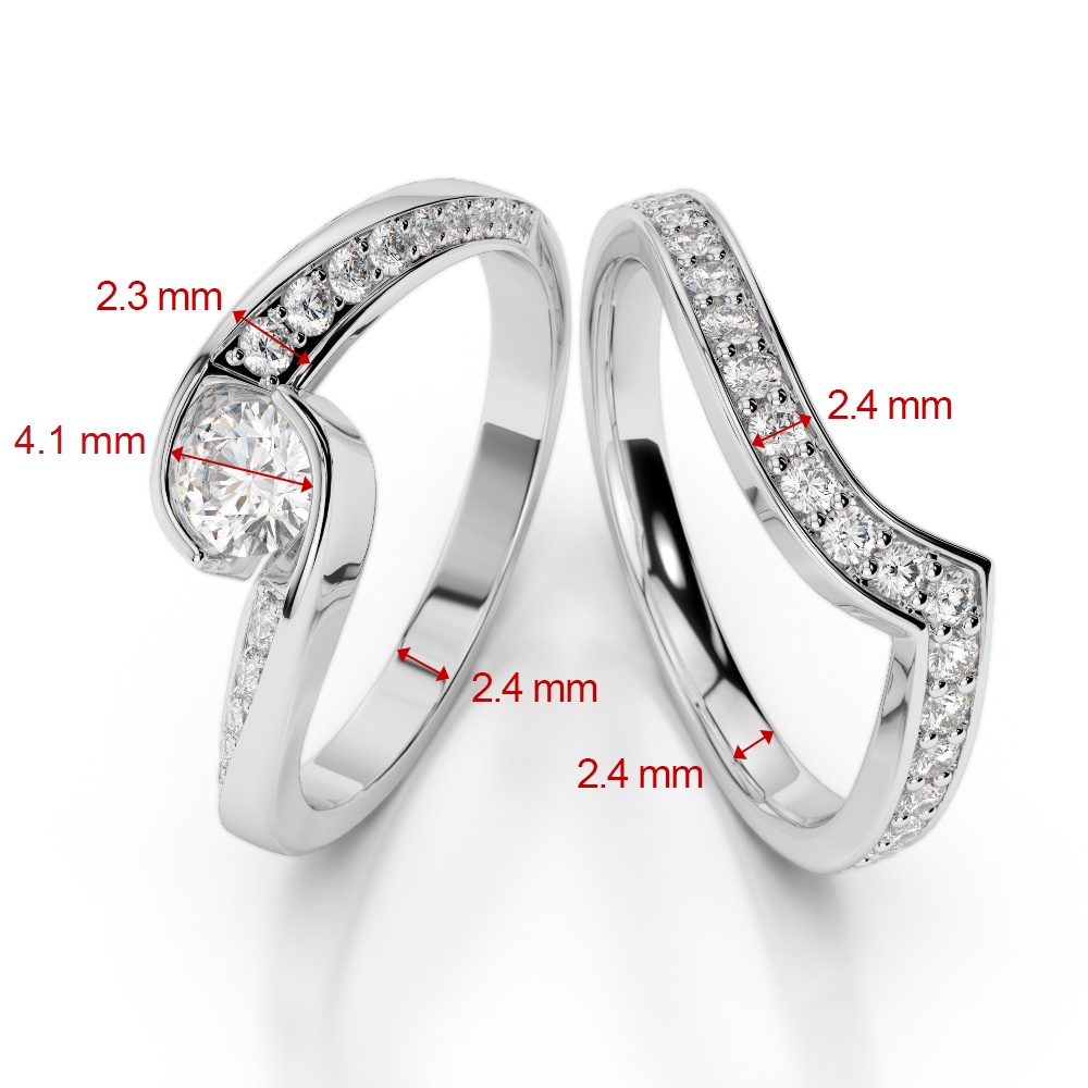 Gold / Platinum Round cut Diamond Bridal Set Ring AGDR-2019