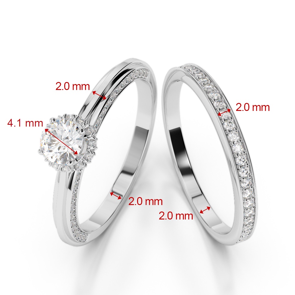 Gold / Platinum Round cut Diamond Bridal Set Ring AGDR-2033