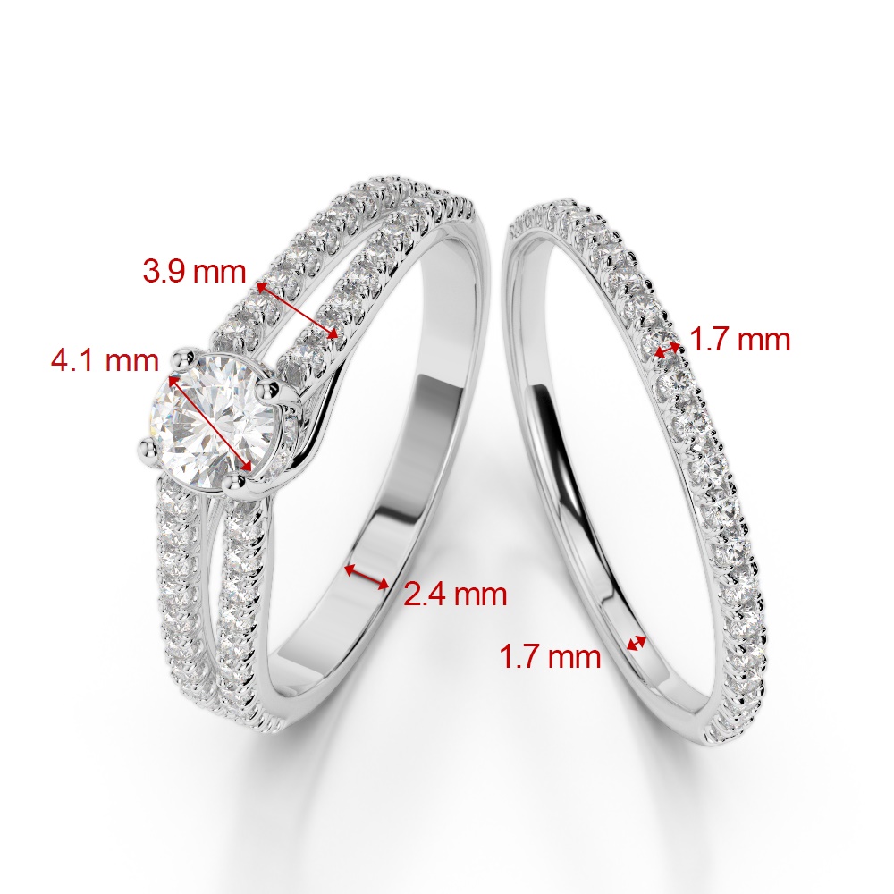 Gold / Platinum Round cut Diamond Bridal Set Ring AGDR-2035