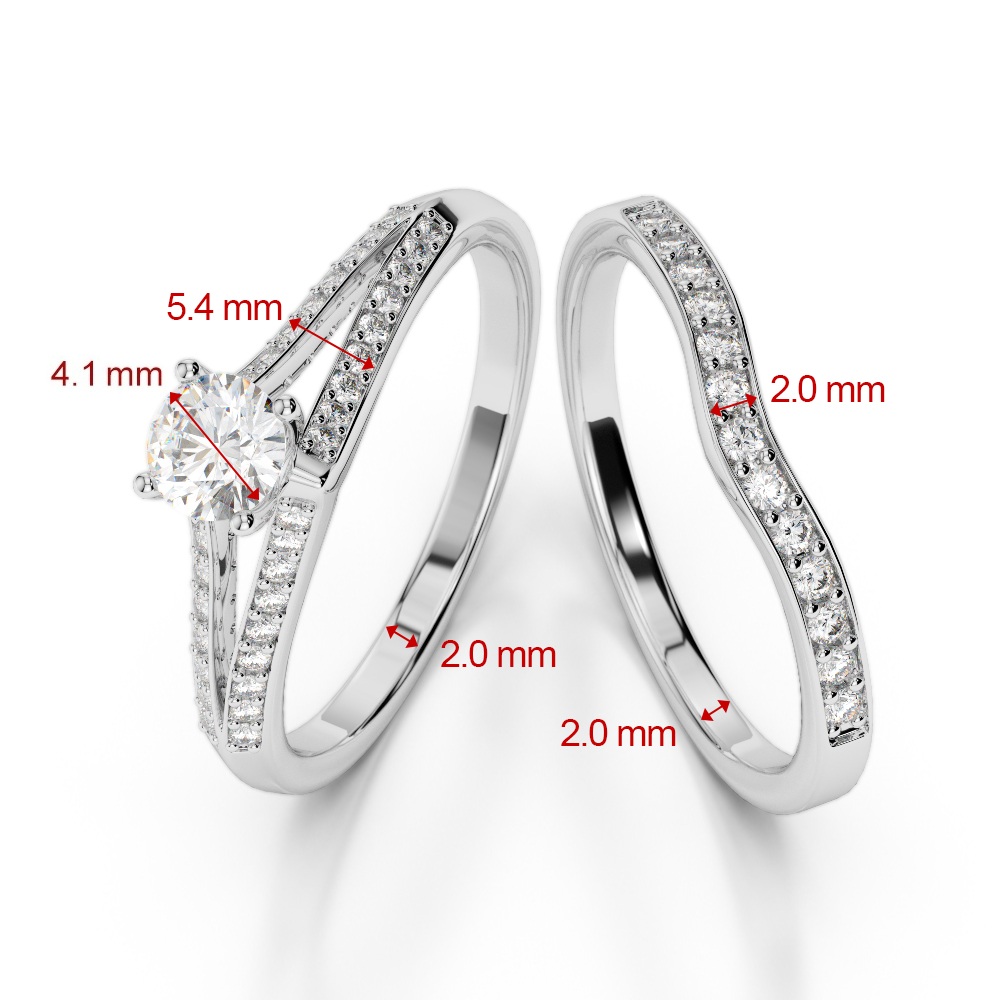 Gold / Platinum Round cut Diamond Bridal Set Ring AGDR-2037