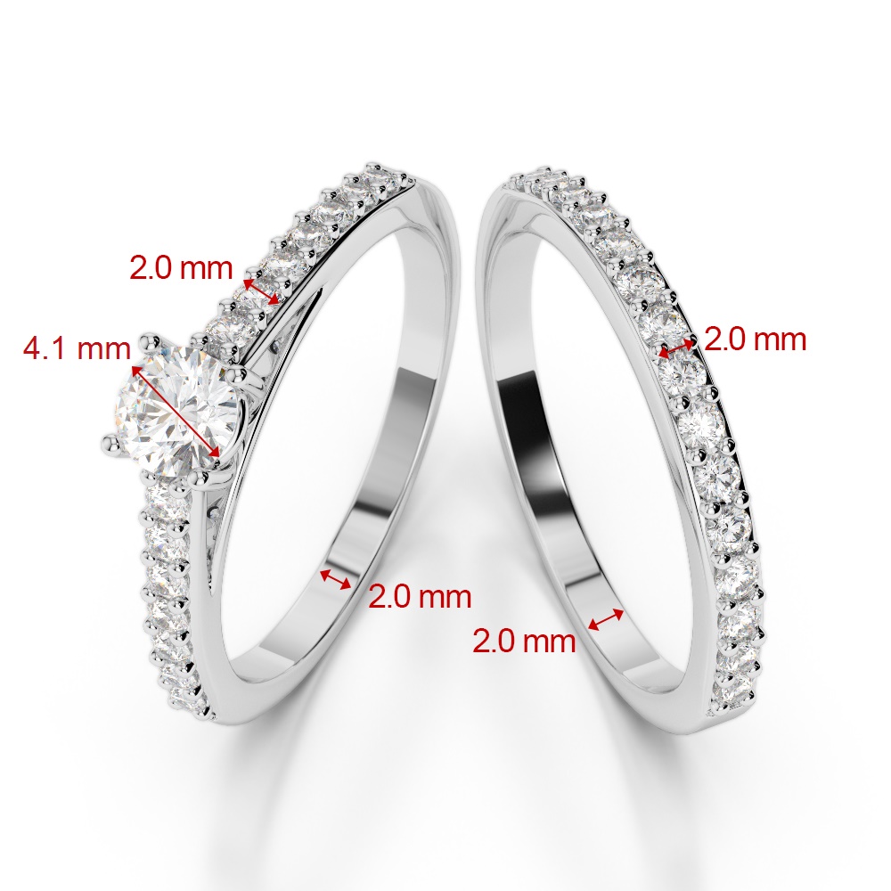 Gold / Platinum Round cut Diamond Bridal Set Ring AGDR-2041