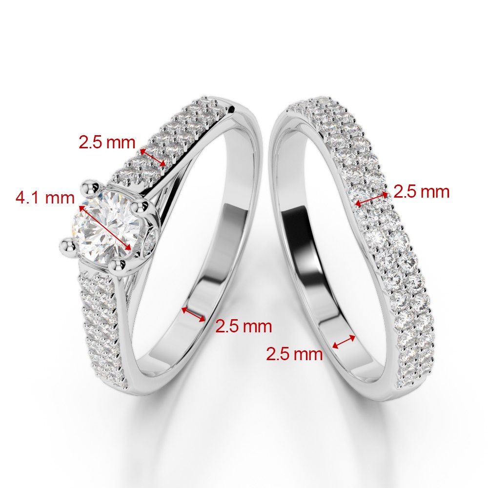 Gold / Platinum Round cut Diamond Bridal Set Ring AGDR-2045