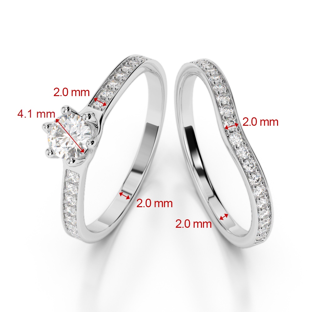 Gold / Platinum Round cut Diamond Bridal Set Ring AGDR-2049