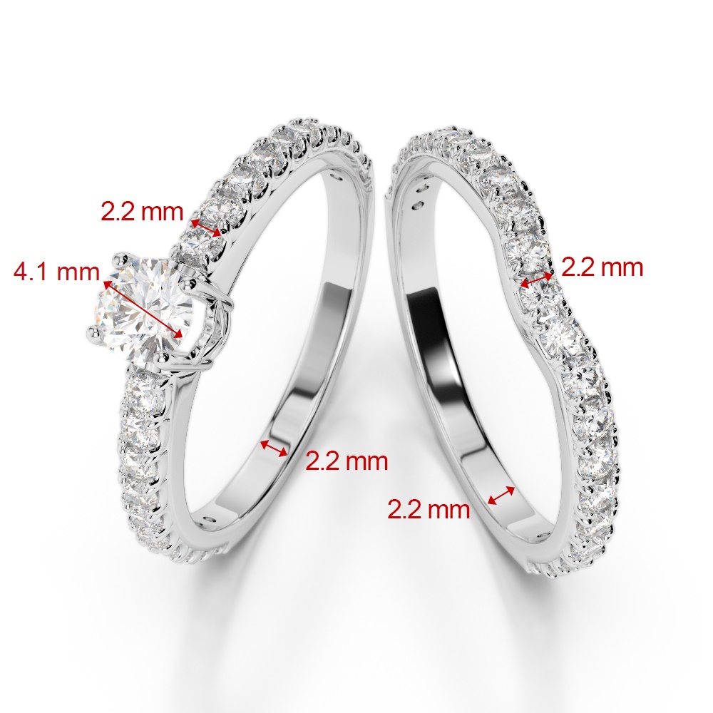 Gold / Platinum Round cut Diamond Bridal Set Ring AGDR-2055