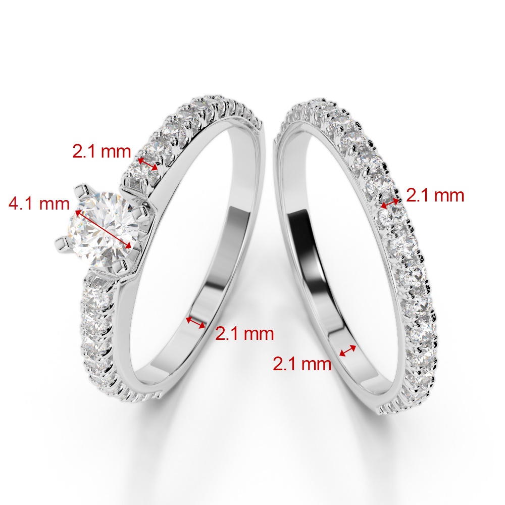 Gold / Platinum Round cut Diamond Bridal Set Ring AGDR-2057