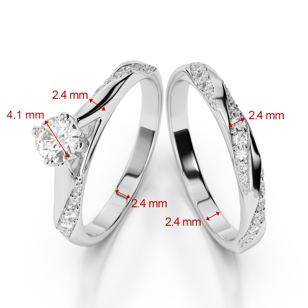 Gold / Platinum Round cut Diamond Bridal Set Ring AGDR-2059
