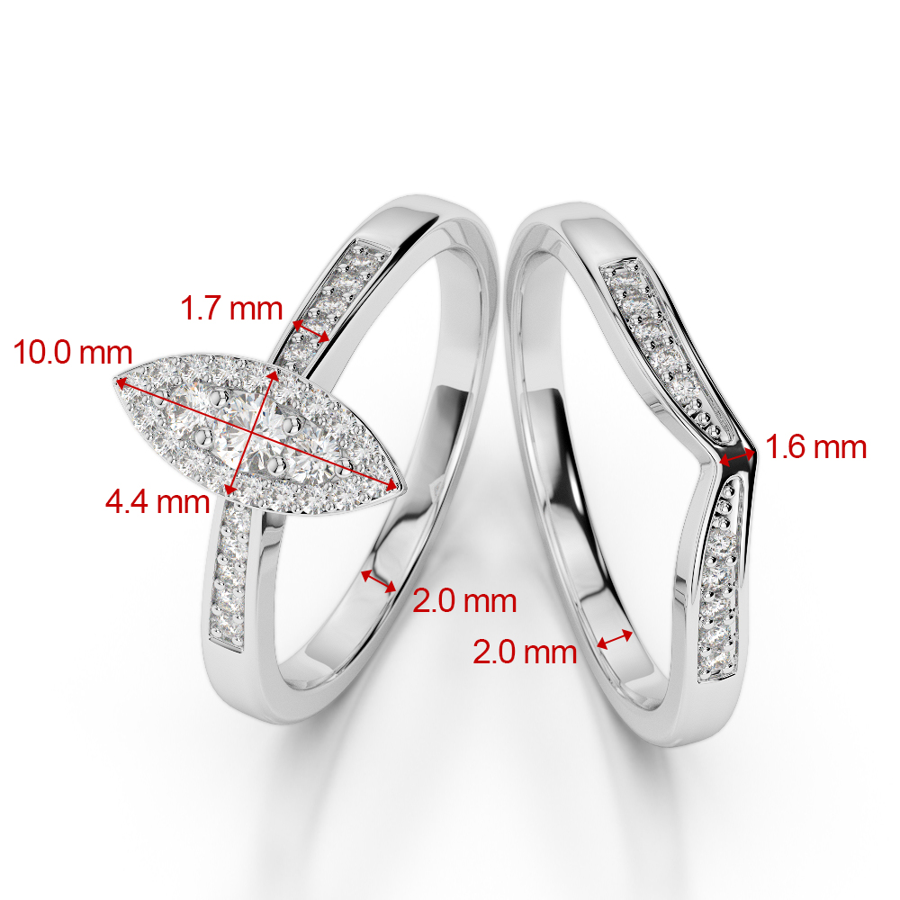 Gold / Platinum Round cut Sapphire and Diamond Bridal Set Ring AGDR-1050