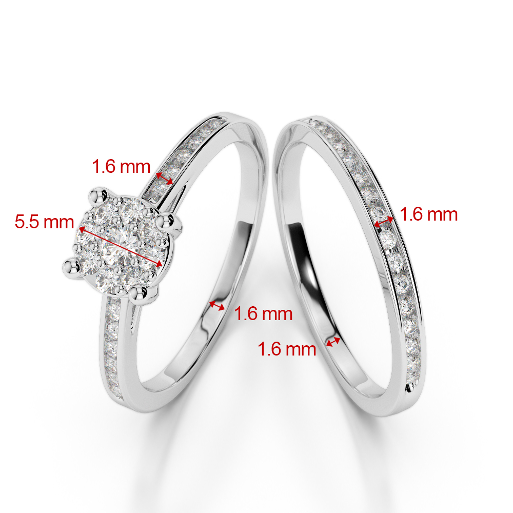 Gold / Platinum Round cut Garnet and Diamond Bridal Set Ring AGDR-1052