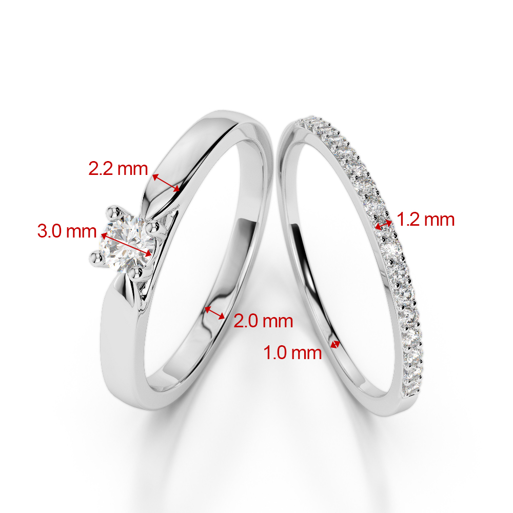 Gold / Platinum Round cut Ruby and Diamond Bridal Set Ring AGDR-1055