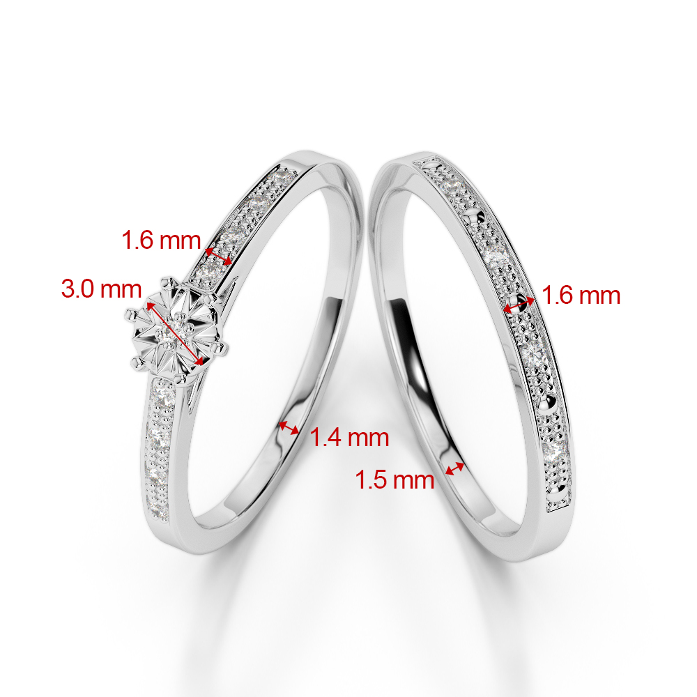 Gold / Platinum Round cut Ruby and Diamond Bridal Set Ring AGDR-1056