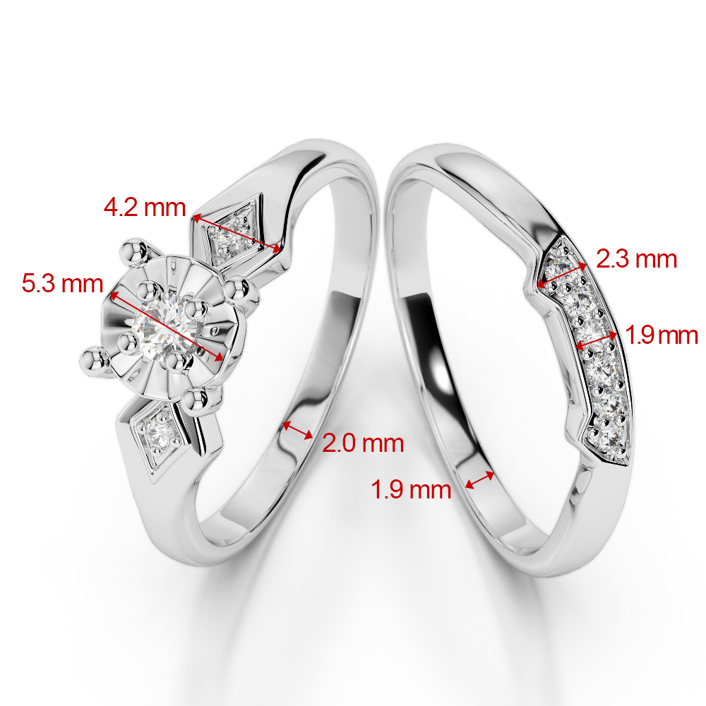 Gold / Platinum Round cut Emerald and Diamond Bridal Set Ring AGDR-1058