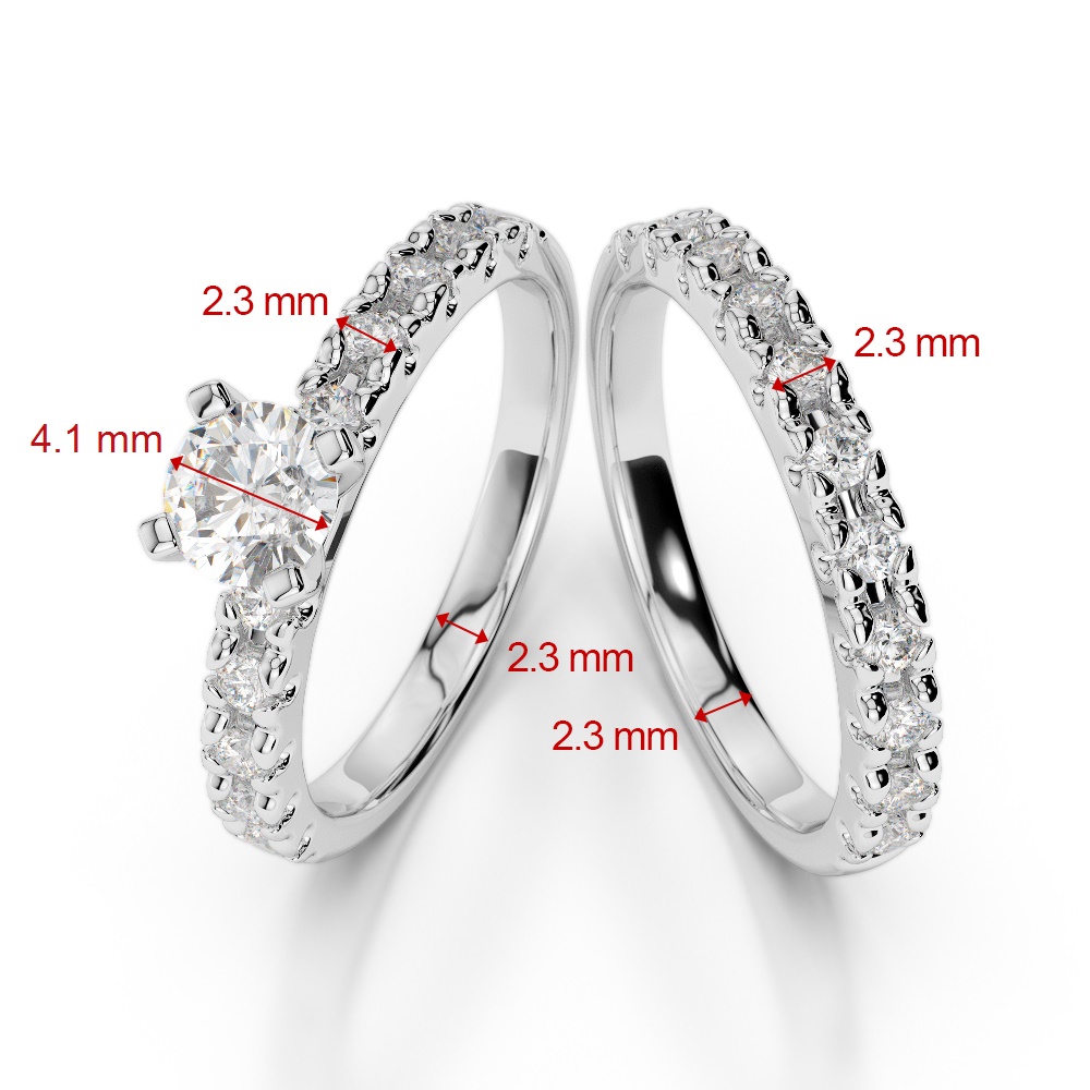 Gold / Platinum Round cut Aquamarine and Diamond Bridal Set Ring AGDR-1144