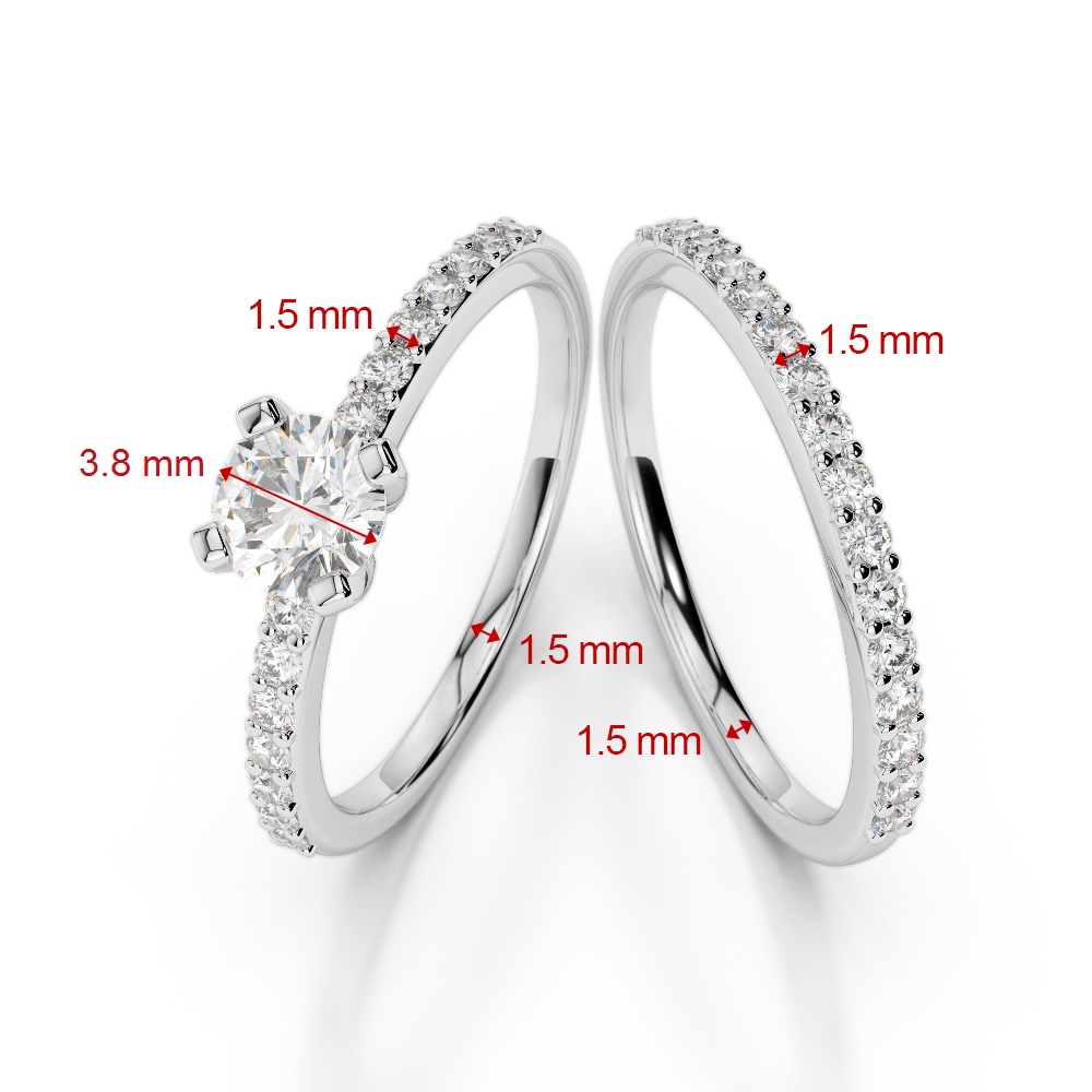 Gold / Platinum Round cut Ruby and Diamond Bridal Set Ring AGDR-1146
