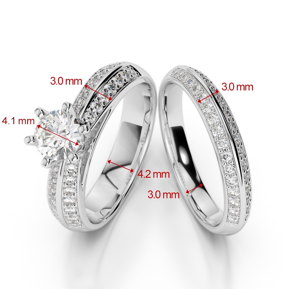 Gold / Platinum Round cut Sapphire and Diamond Bridal Set Ring AGDR-1147