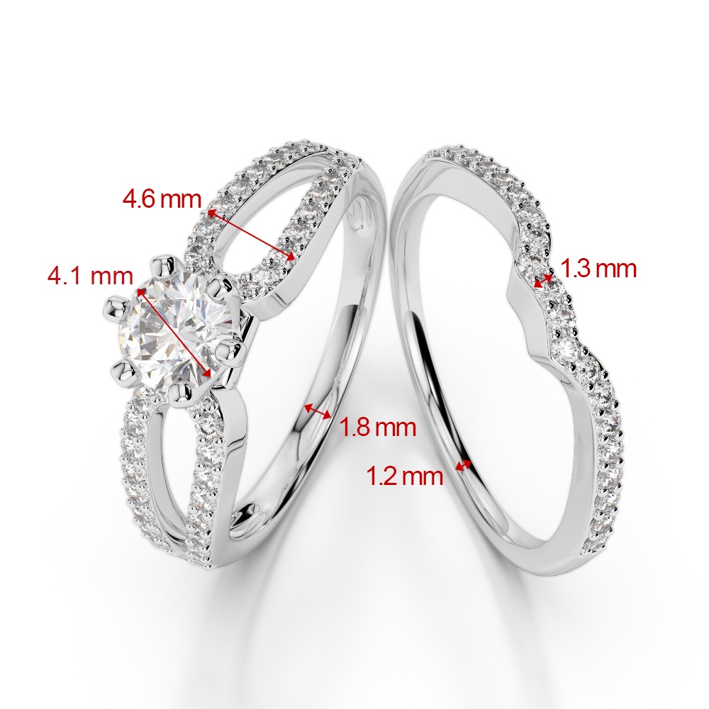 Gold / Platinum Round cut Tanzanite and Diamond Bridal Set Ring AGDR-1148