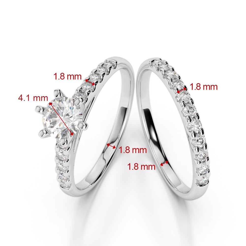 Gold / Platinum Round cut Sapphire and Diamond Bridal Set Ring AGDR-1153