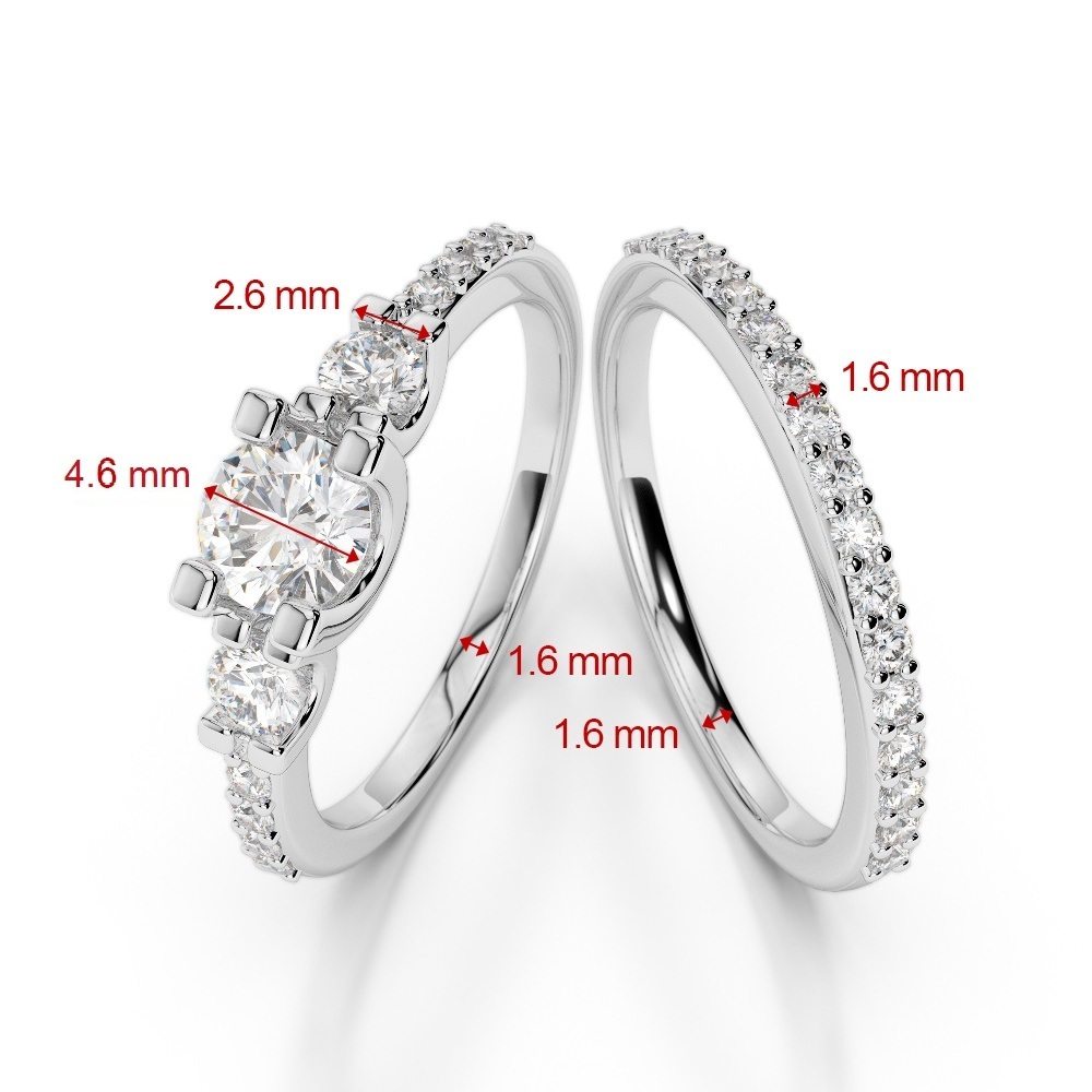Gold / Platinum Round cut Ruby and Diamond Bridal Set Ring AGDR-1155