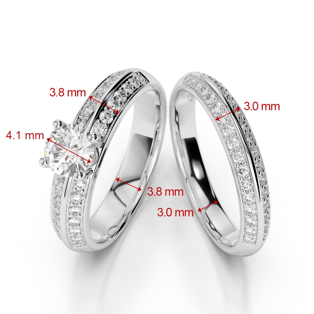 Gold / Platinum Round cut Ruby and Diamond Bridal Set Ring AGDR-1156
