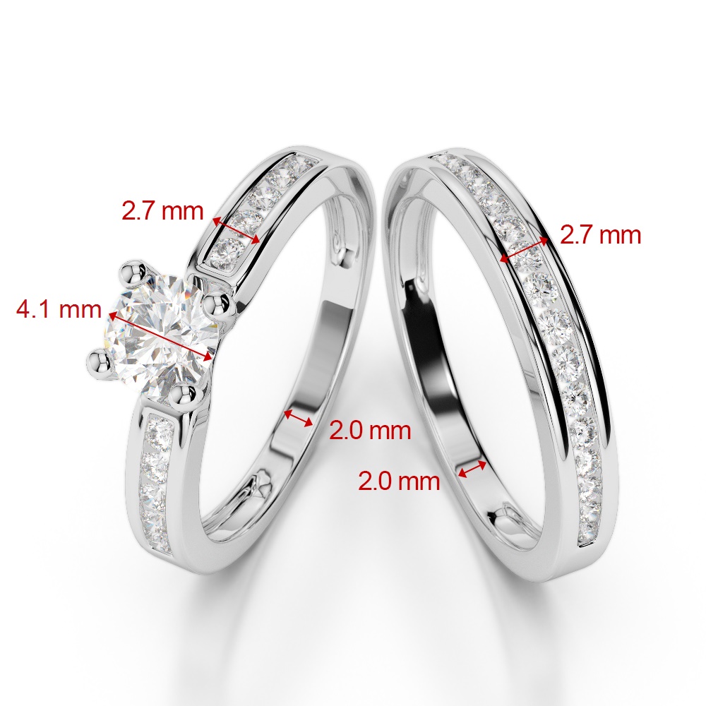 Gold / Platinum Round cut Garnet and Diamond Bridal Set Ring AGDR-1157