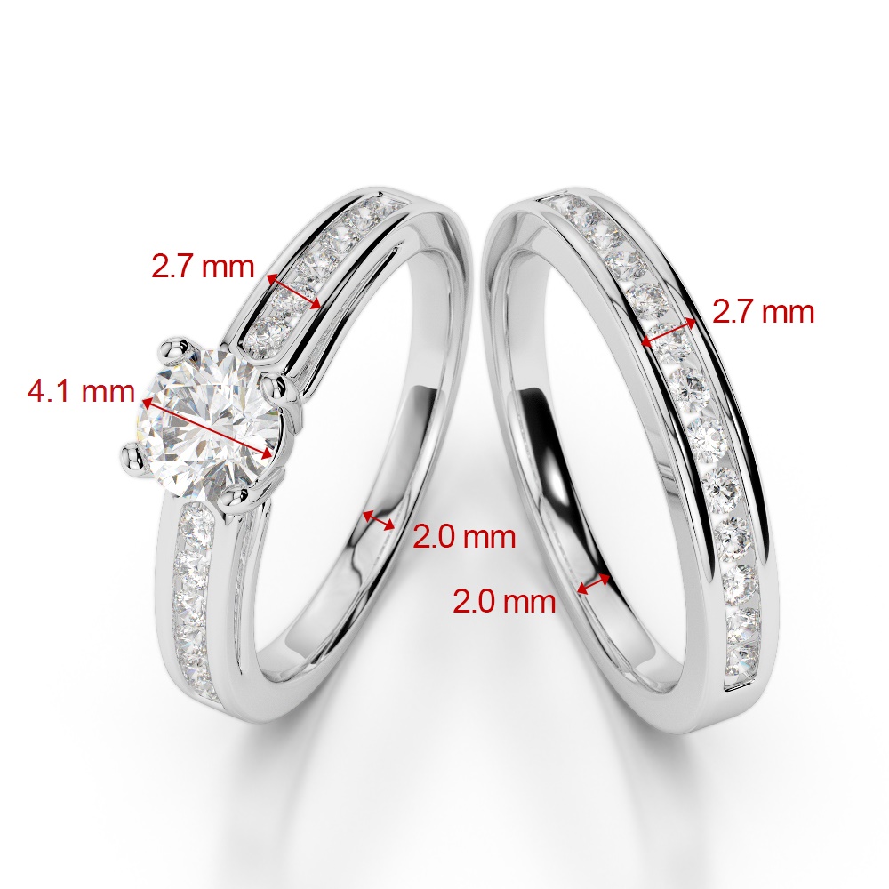 Gold / Platinum Round cut Sapphire and Diamond Bridal Set Ring AGDR-1159