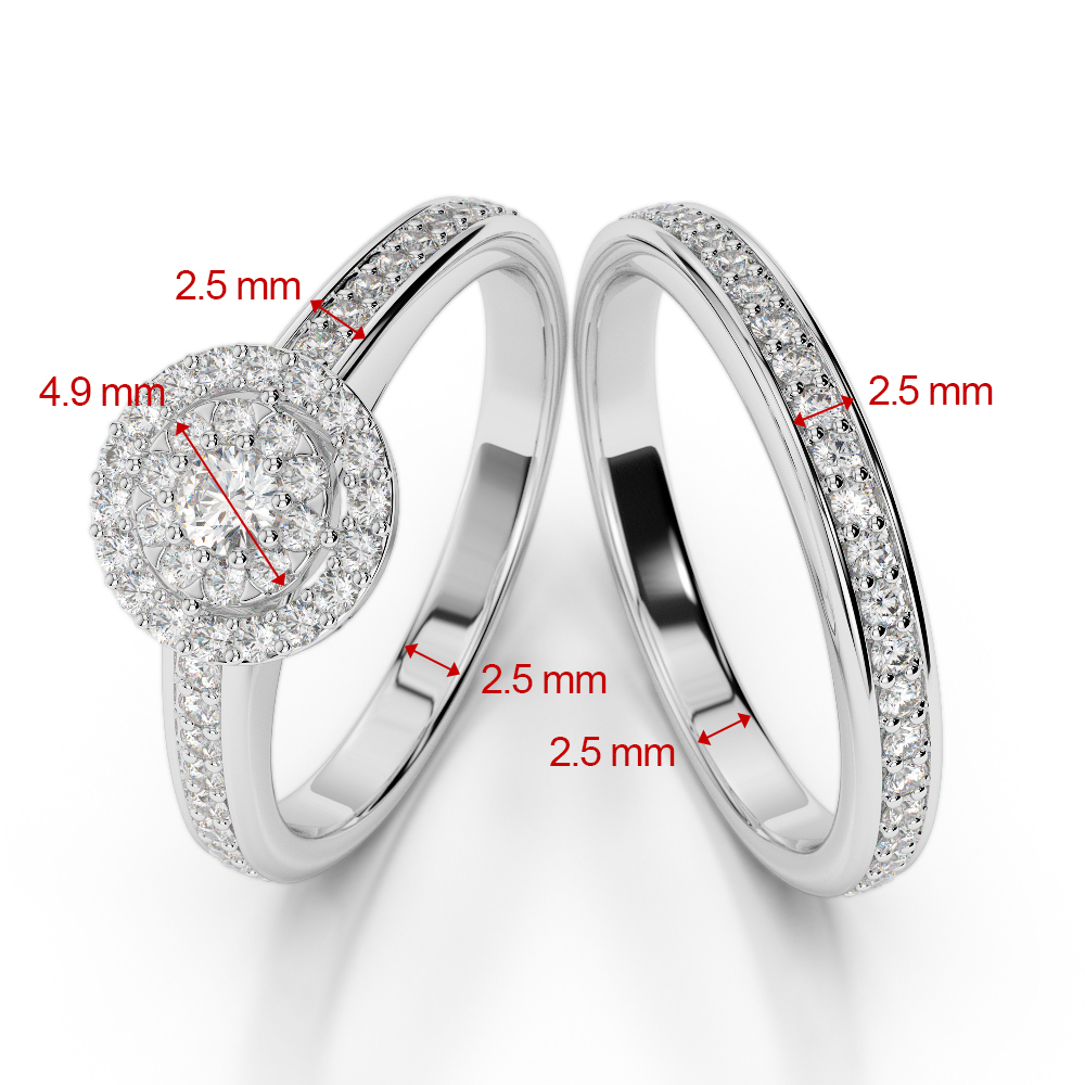Gold / Platinum Round cut Amethyst and Diamond Bridal Set Ring AGDR-1239