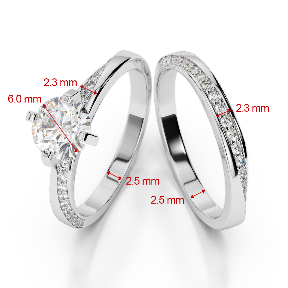 Gold / Platinum Round cut Garnet and Diamond Bridal Set Ring AGDR-2001