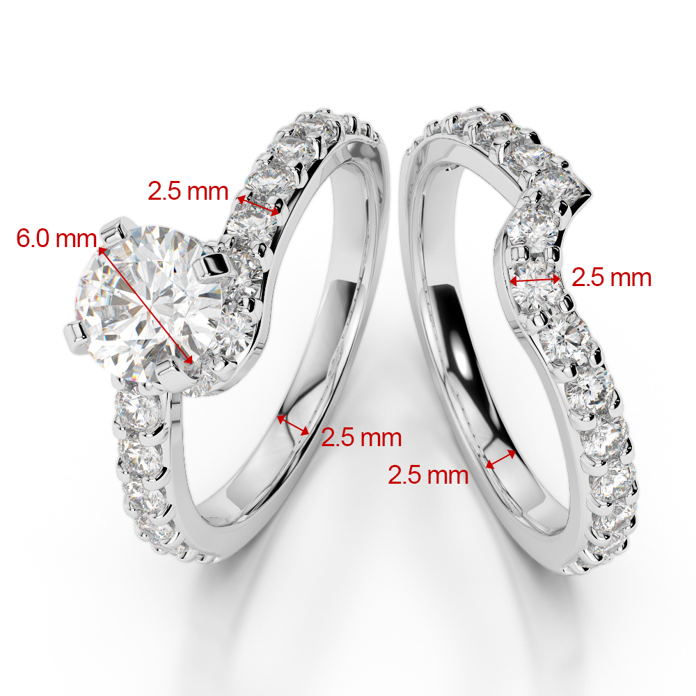 Gold / Platinum Round cut Aquamarine and Diamond Bridal Set Ring AGDR-2003