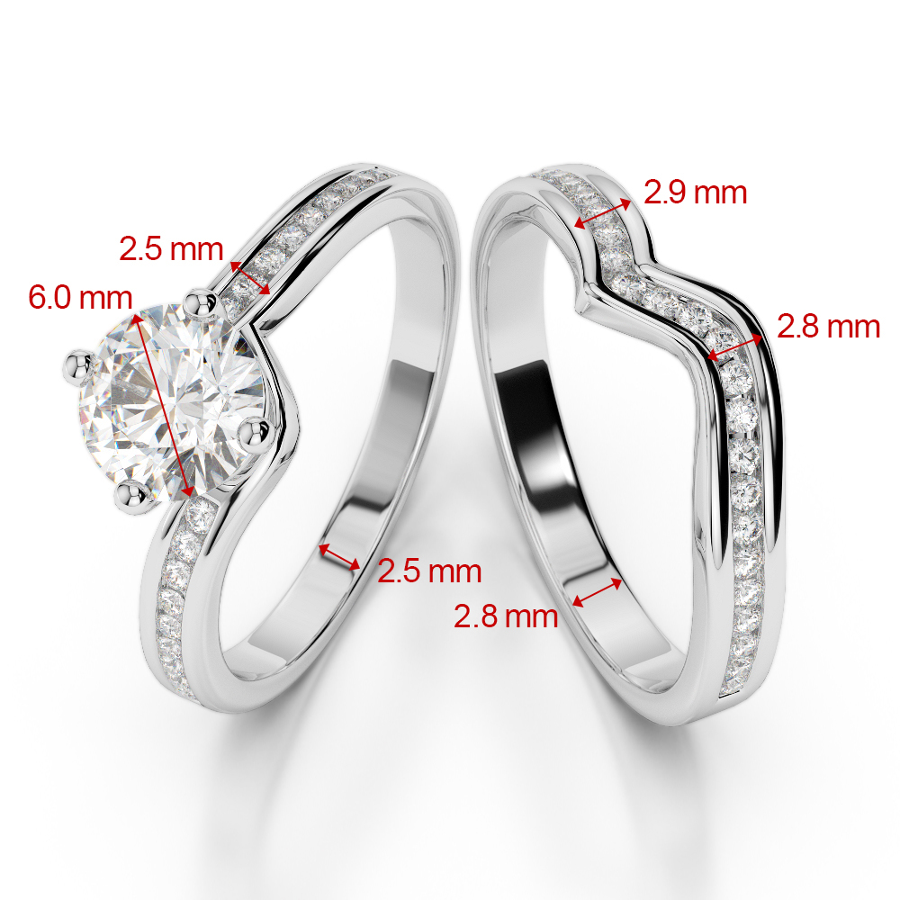 Gold / Platinum Round cut Sapphire and Diamond Bridal Set Ring AGDR-2005