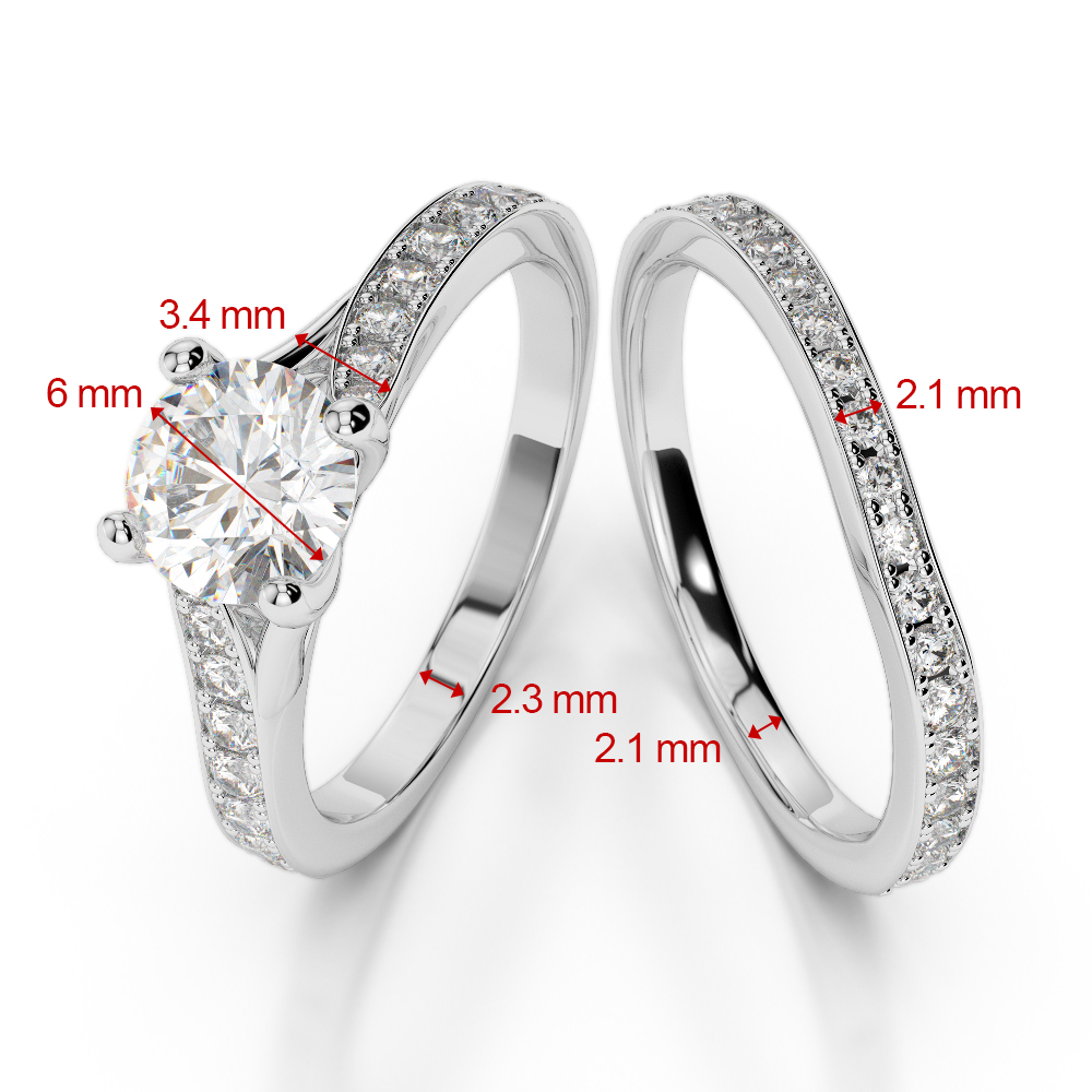Gold / Platinum Round cut Ruby and Diamond Bridal Set Ring AGDR-2011