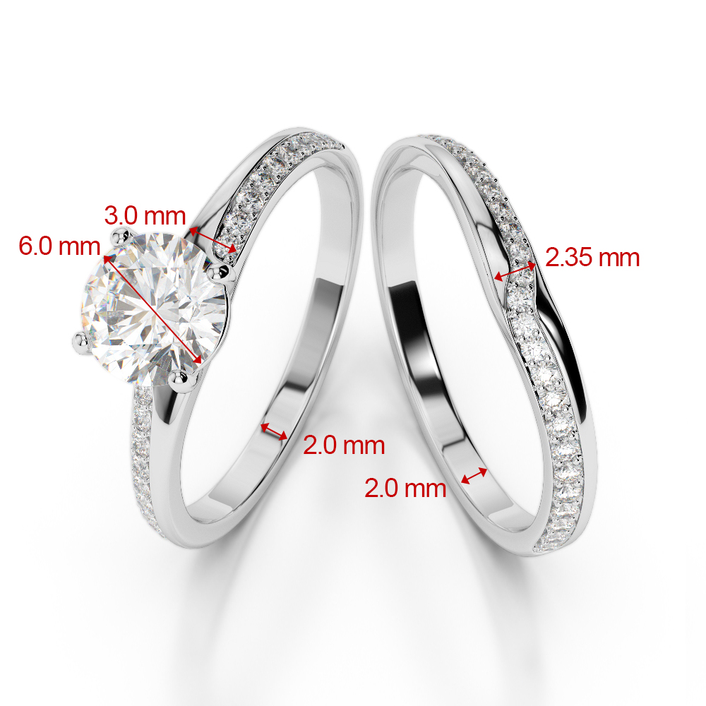 Gold / Platinum Round cut Amethyst and Diamond Bridal Set Ring AGDR-2015