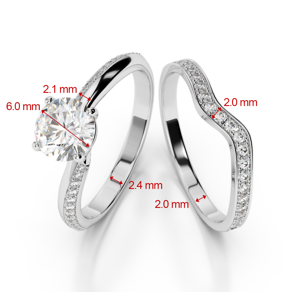 Gold / Platinum Round cut Ruby and Diamond Bridal Set Ring AGDR-2017