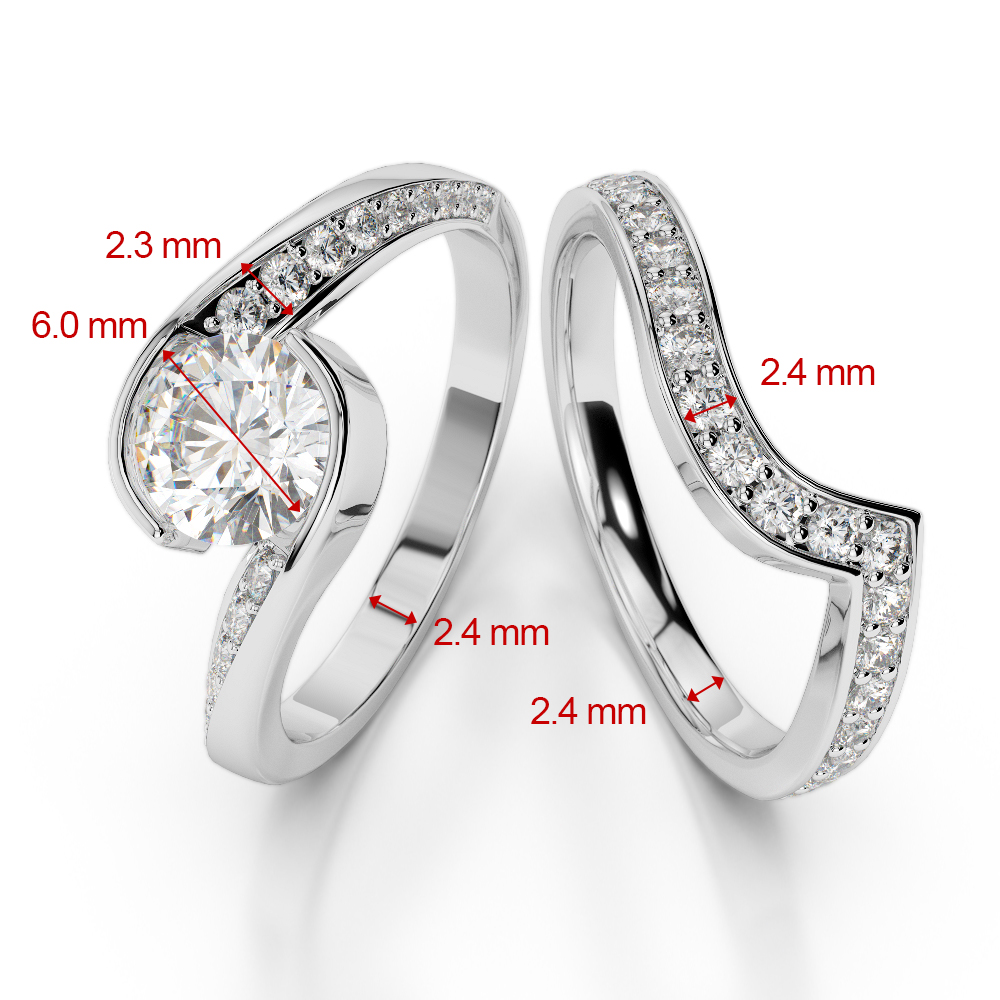 Gold / Platinum Round cut Pink Sapphire and Diamond Bridal Set Ring AGDR-2019