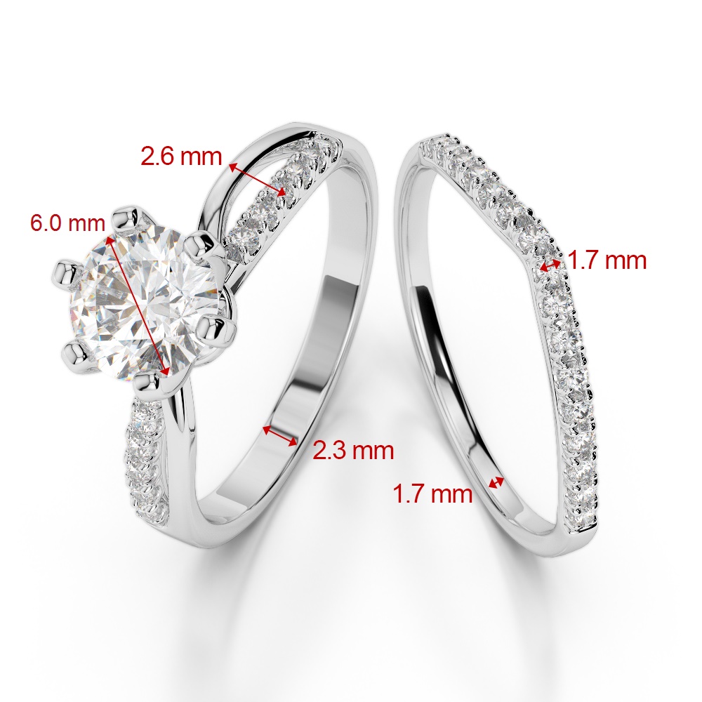 Gold / Platinum Round cut Sapphire and Diamond Bridal Set Ring AGDR-2021