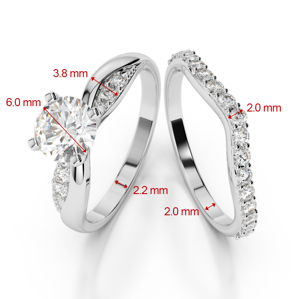 Gold / Platinum Round cut Aquamarine and Diamond Bridal Set Ring AGDR-2023
