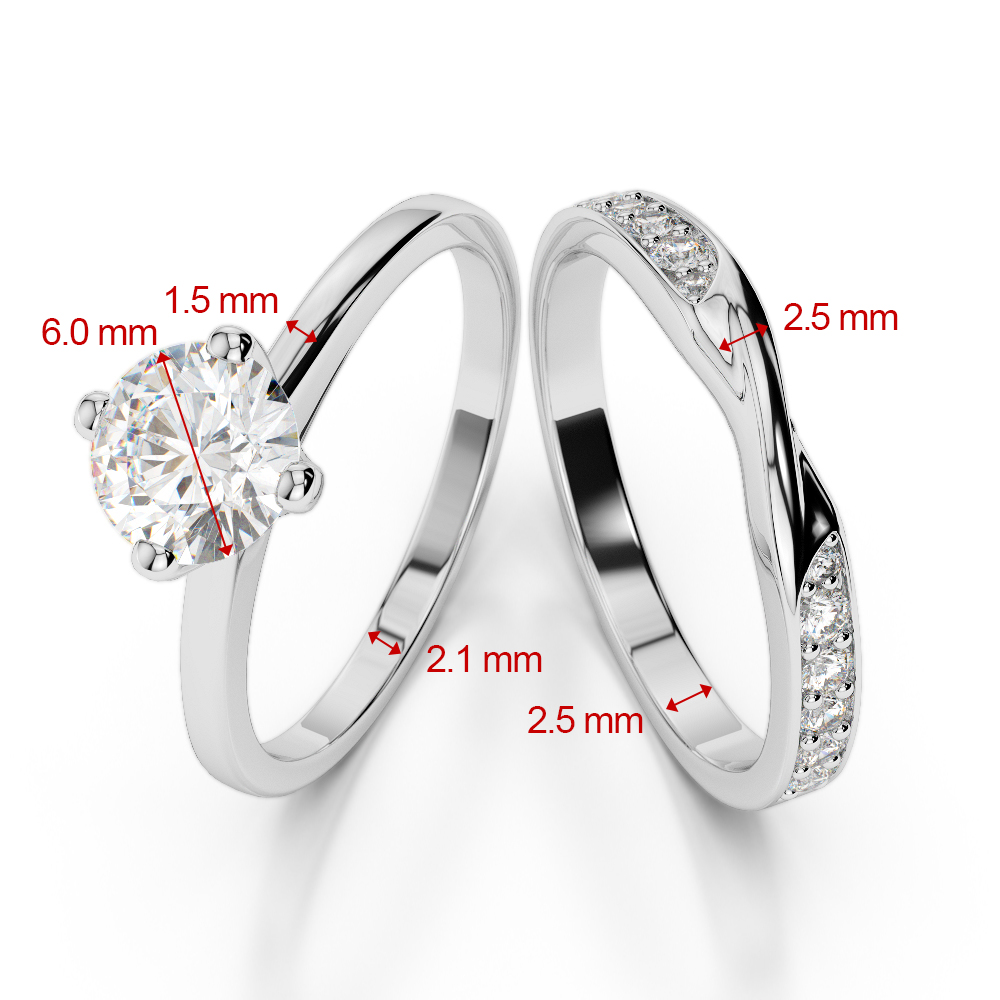 Gold / Platinum Round cut Emerald and Diamond Bridal Set Ring AGDR-2027