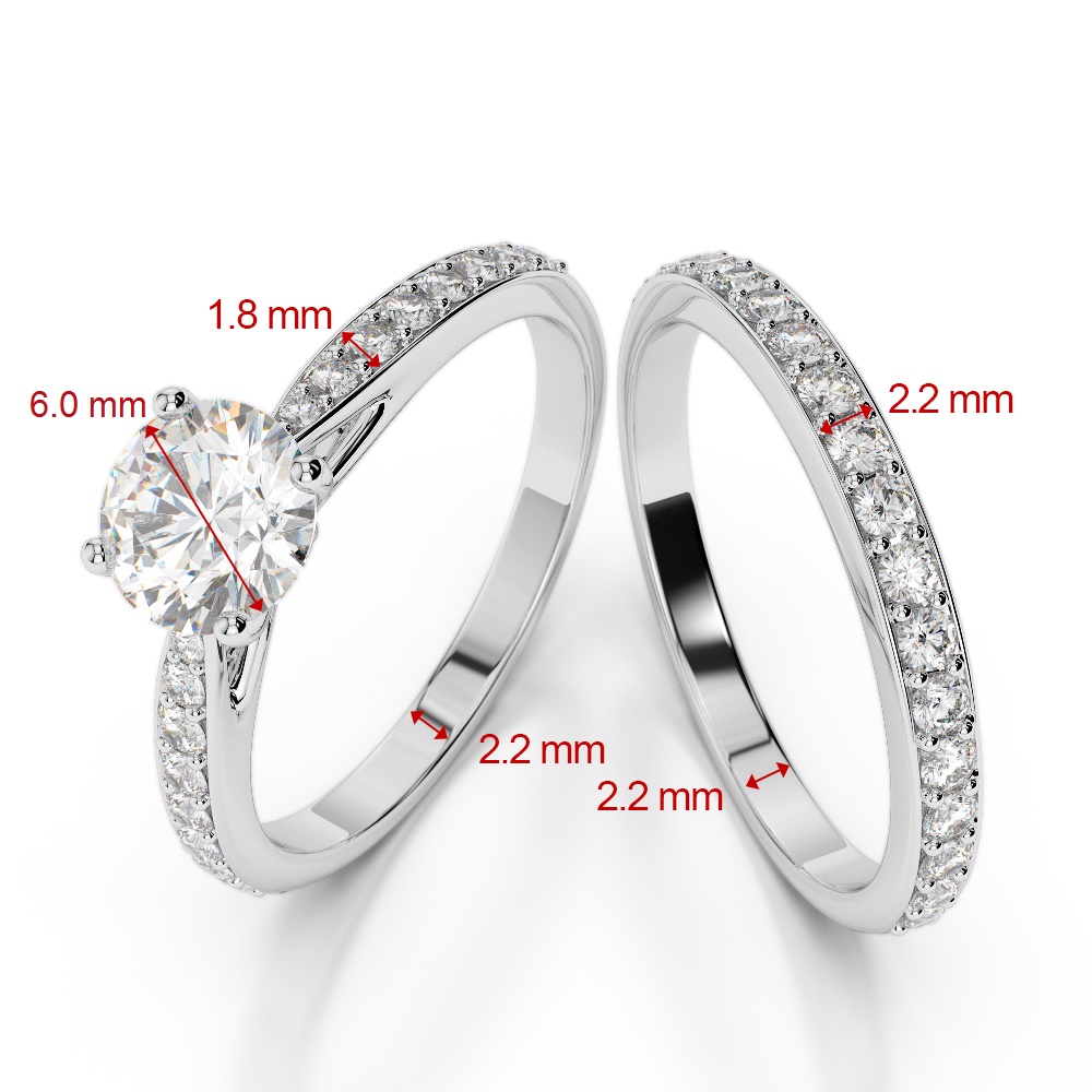 Gold / Platinum Round cut Ruby and Diamond Bridal Set Ring AGDR-2031