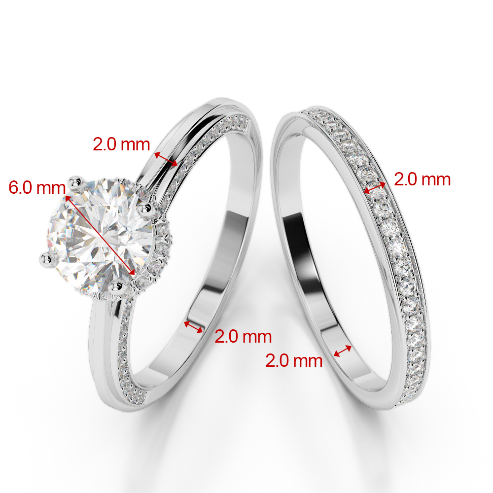 Gold / Platinum Round cut Black Diamond with Diamond Bridal Set Ring AGDR-2033